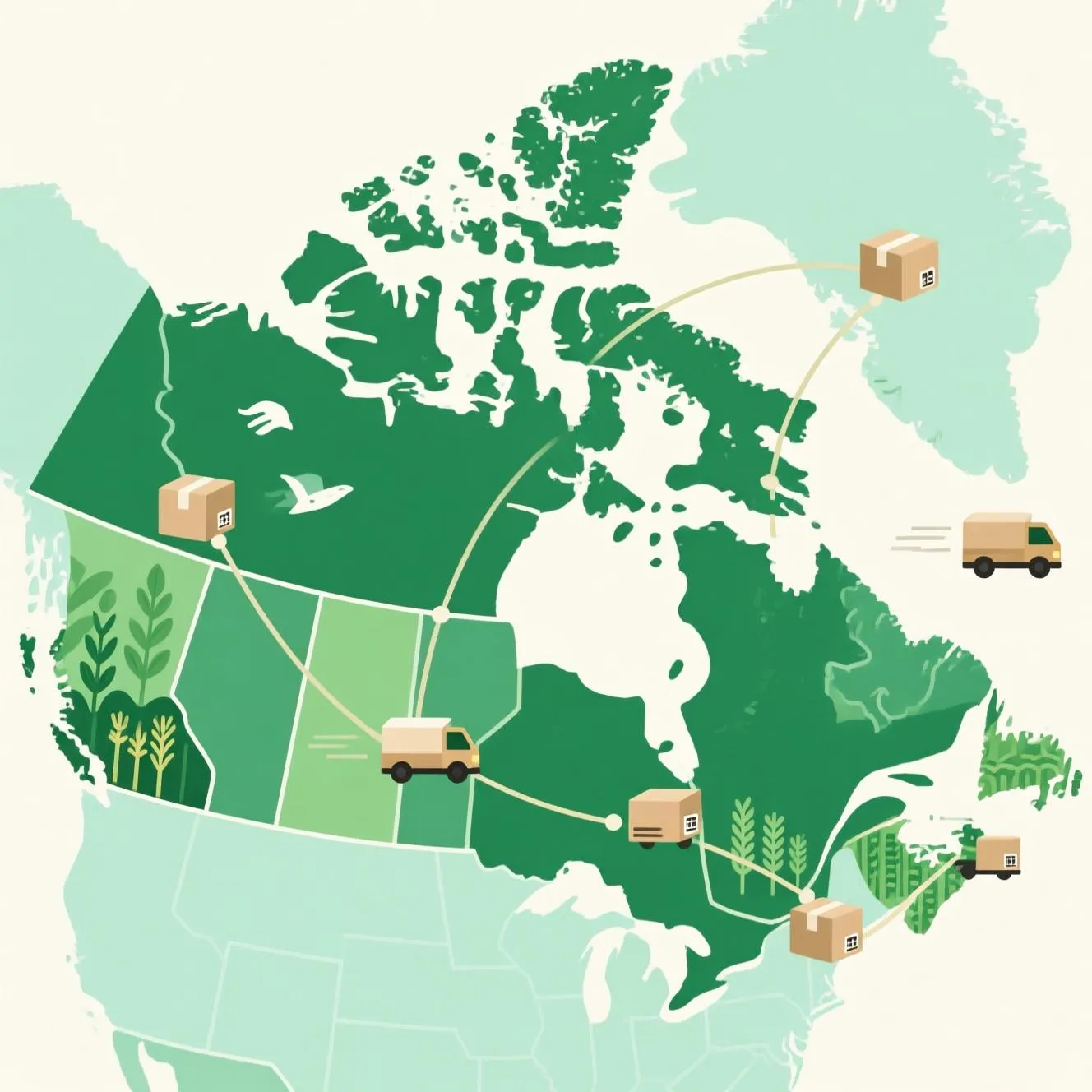 A vibrant Canadian farm scene with a tractor in a field